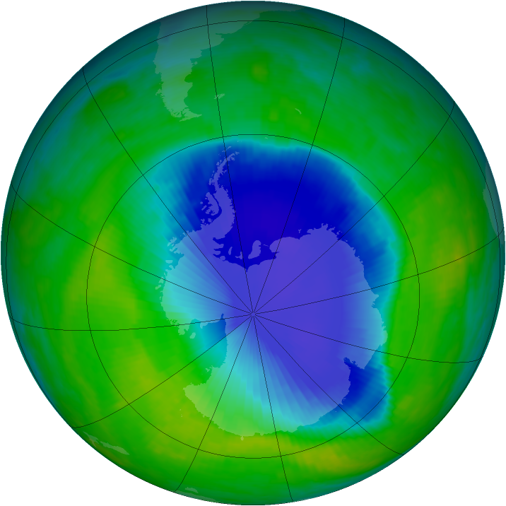 Antarctic ozone map for 28 November 1999